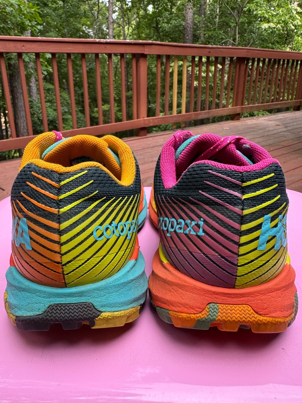 7.5 Hoka Cotopaxi Gray Pink Orange Trail Running Shoes - Picture 4 of 8